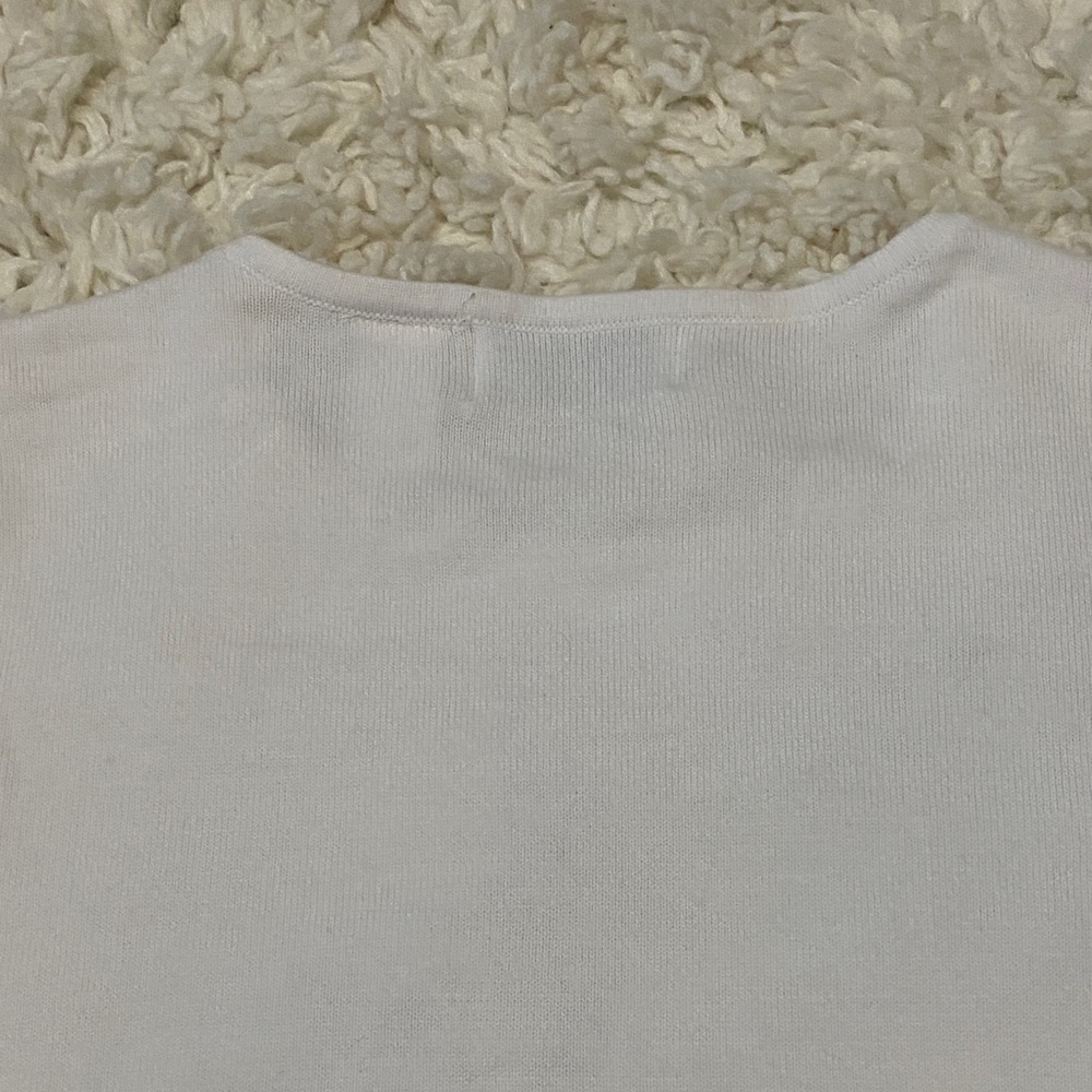 Alfred Dunner Womens size medium White sweater Blue Floral Embroidery beaded ¥ - Picture 10 of 15